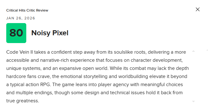 《噬血代码2》MC均分73分：瑕疵太多 优化很差！