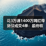 花3万请1400万网红带货仅成交4单：最终收入676.6元官方正版下载 - 极玩家