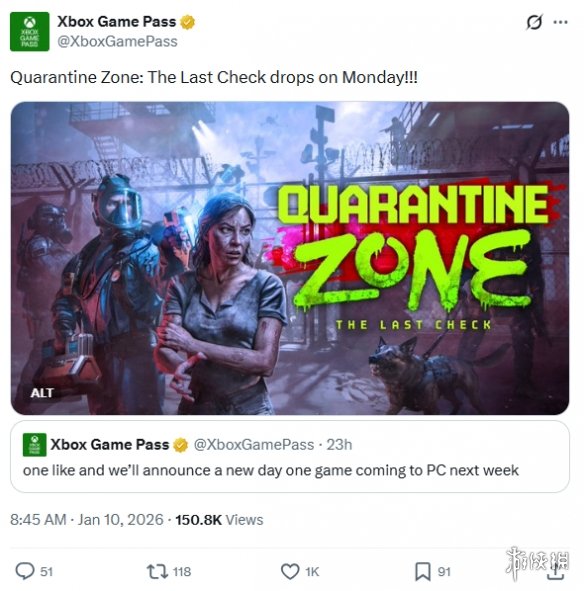 1月12日上线! Xbox官宣《检疫区 最后一站》加入PGP(图1) 1